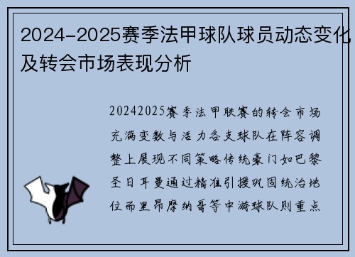 2024-2025赛季法甲球队球员动态变化及转会市场表现分析