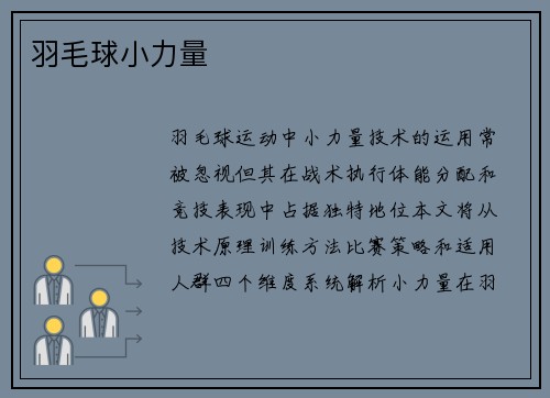 羽毛球小力量